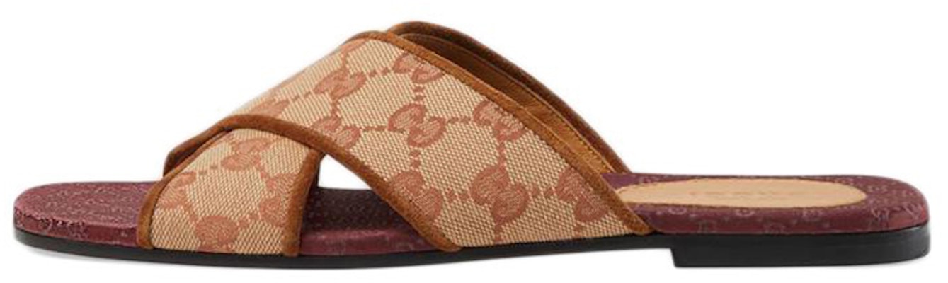 (Women) Gucci Canvas Flat Slides with Double G 'Red Beige' 577266-KY960-8371 Buy (Women) Gucci Canvas Flat Slides with Double G 'Red Beige' 577266-KY960-8371