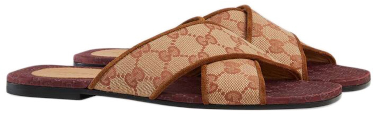 (Women) Gucci Canvas Flat Slides with Double G 'Red Beige' 577266-KY960-8371 Order (Women) Gucci Canvas Flat Slides with Double G 'Red Beige' 577266-KY960-8371