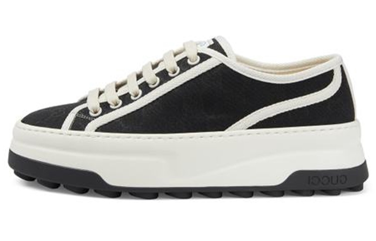 (Women) Gucci Canvas Low-Top Lace-Up 'Black and White' 746766-20Q20-1043