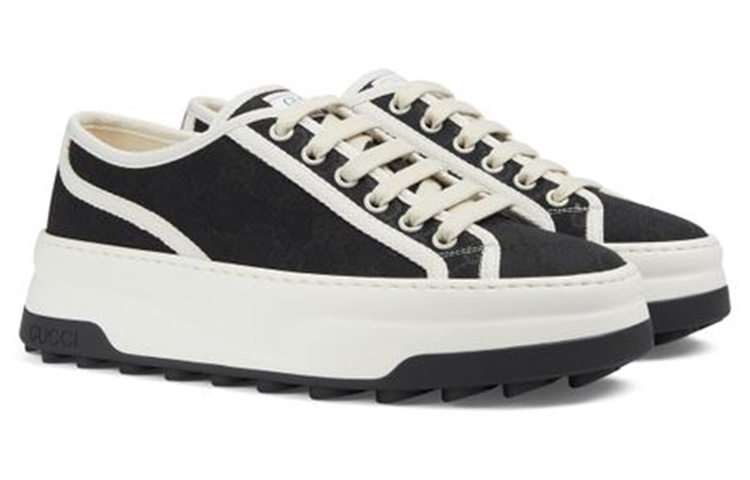 Order (Women) Gucci Canvas Low-Top Lace-Up 'Black and White' 746766-20Q20-1043