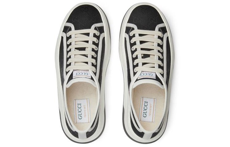 Lookbook (Women) Gucci Canvas Low-Top Lace-Up 'Black and White' 746766-20Q20-1043