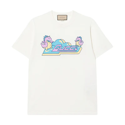 (Women) Gucci Cartoon Letter Print Short Sleeve T-Shirt Beige SS24 776596-XJGEE-9095