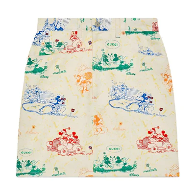 (Women) Gucci Cartoon Print Cotton A-Line Skirt Multicolor FW19 539778-XDA28-9192