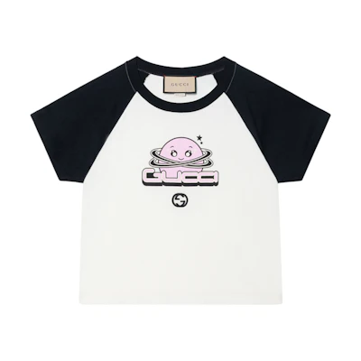 (Women) Gucci Cartoon Print Crew Neck Short Sleeve Women’s Tee Off-White 768183-XJF71-9281