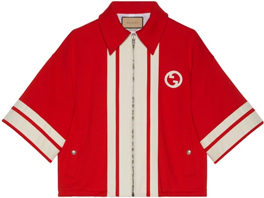 (Women) Gucci Casual Loose-Fit Red Zip-Up Striped Jacket 747055-XJFUX-6357 Buy (Women) Gucci Casual Loose-Fit Red Zip-Up Striped Jacket 747055-XJFUX-6357