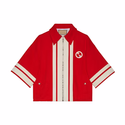 (Women) Gucci Casual Loose-Fit Red Zip-Up Striped Jacket 747055-XJFUX-6357