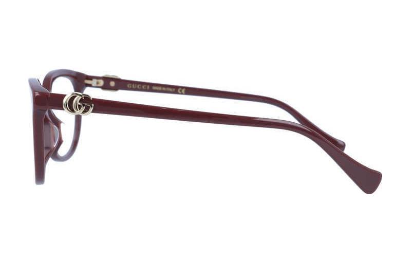 Shop (W) 구찬 고양이눈형 안경 여성용 - 레드 브라운/투명 로고 디테일 GG1075OA-003-54