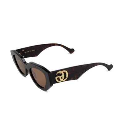 (Women) GUCCI Cat Eye Tortoiseshell Acetate Sunglasses for Women with Logo Temples. 2.513412E+7