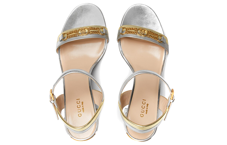 Shop (W) Gucci Cadena 'Sandalia de Moda Plateada' 655408-B8B20-8064