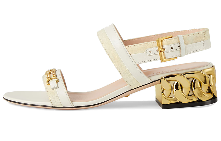 (Women) Gucci Chain High Heel Sandals 'Milk Yellow' 655409-CA130-9368