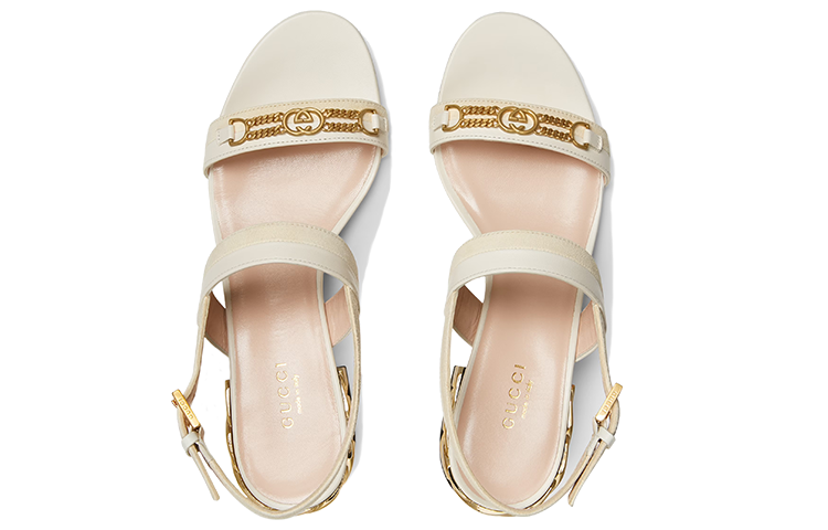 Shop (W) Gucci 链条高跟凉鞋 '奶黄色' 655409-CA130-9368