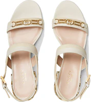 Shop GUCCI 古馳 鏈條高跟涼鞋 奶黃色 女款