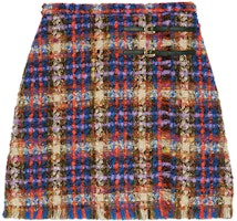 (Women) Gucci Check Pattern A-Line Casual Mini Skirt for Women Multicolor 609774-Z8AIB-4956 (Women) Gucci Check Pattern A-Line Casual Mini Skirt for Women Multicolor 609774-Z8AIB-4956