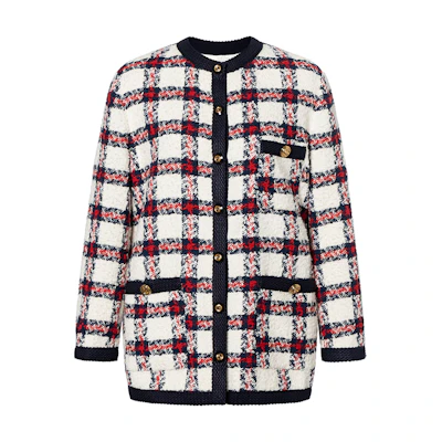 (Women) Gucci Check Tweed Single-Breasted Loose Jacket 660820-ZAGLK-9098