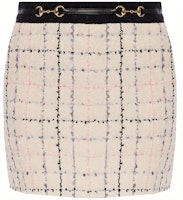 (Women) Gucci Checkered Trim Short Skirt Beige 550746-Z8AAU-9283 (Women) Gucci Checkered Trim Short Skirt Beige 550746-Z8AAU-9283