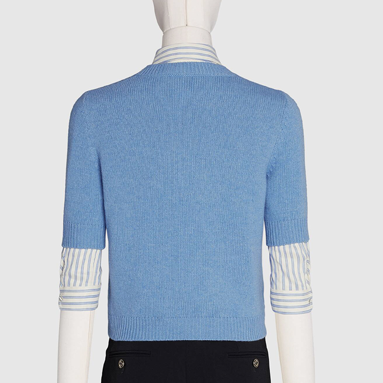(Women) GUCCI Cherry Embroidered Short Wool Sweater Light Blue 631467-XKBHI-4318 圖 4