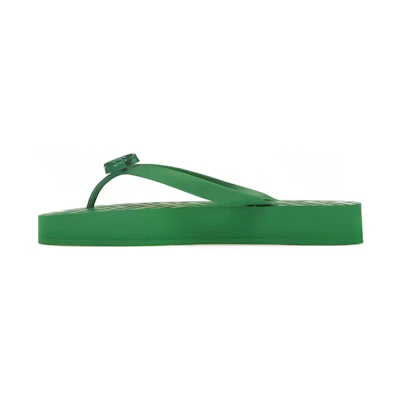 (W) Gucci Chevron Thong Sandal Green Rubber