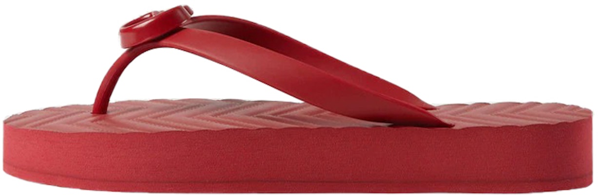 (Women) Gucci Chevron Thong Sandal Hibiscus Red Rubber 655463-J8710-6433 Buy (Women) Gucci Chevron Thong Sandal Hibiscus Red Rubber 655463-J8710-6433