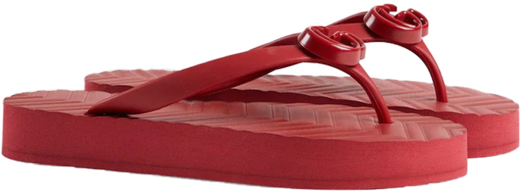 (Women) Gucci Chevron Thong Sandal Hibiscus Red Rubber 655463-J8710-6433 Order (Women) Gucci Chevron Thong Sandal Hibiscus Red Rubber 655463-J8710-6433