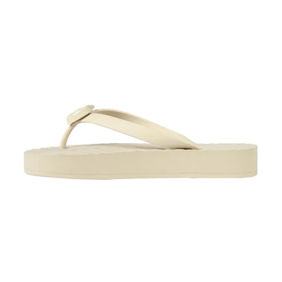 (W) Gucci Chevron Thong Sandal White Rubber