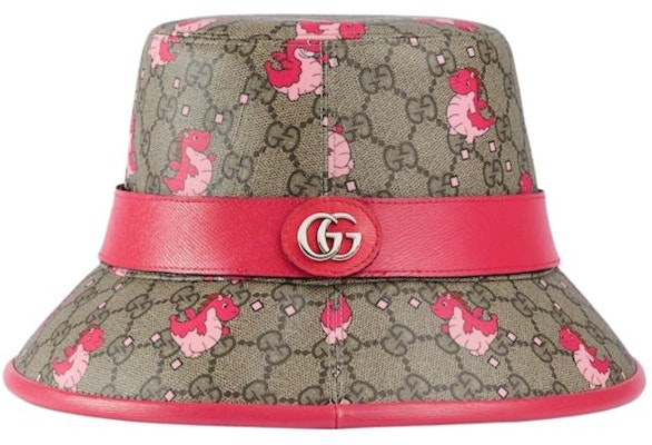 (Women) GUCCI Chinese New Year Dragon Baby Print Pink Leather Canvas Bucket Hat Women. 7741923HAXP9772 Buy (Women) GUCCI Chinese New Year Dragon Baby Print Pink Leather Canvas Bucket Hat Women. 7741923HAXP9772