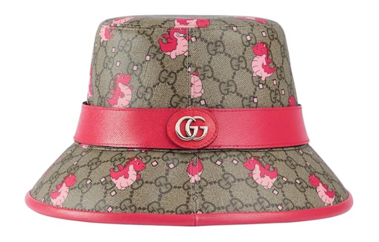 Order (Women) GUCCI Chinese New Year Dragon Baby Print Pink Leather Canvas Bucket Hat Women. 7741923HAXP9772