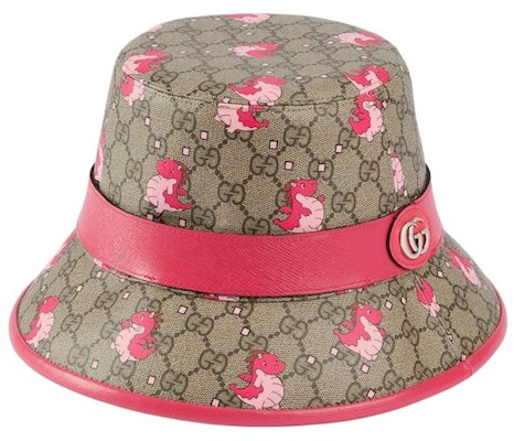 (Women) GUCCI Chinese New Year Dragon Baby Print Pink Leather Canvas Bucket Hat Women. 7741923HAXP9772 Shop (Women) GUCCI Chinese New Year Dragon Baby Print Pink Leather Canvas Bucket Hat Women. 7741923HAXP9772