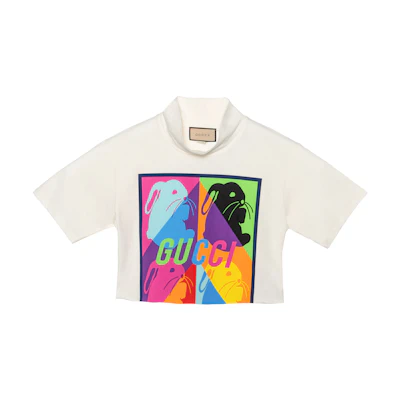 (Women) Gucci Chinese New Year Rabbit Print High Neck Oversized T-Shirt White Women 723561-XJE2L-9095