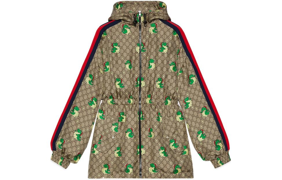 (Women) Gucci Chinese New Year SS24 Cartoon Logo Long Green Hoodie Jacket 774199-XJGD6-2139