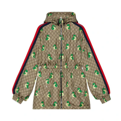 (Women) Gucci Chinese New Year SS24 Cartoon Logo Long Green Hoodie Jacket 774199-XJGD6-2139