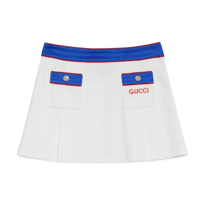(Women) Gucci Chinese New Year SS24 Embroidered Logo Knit Mini Skirt Off-White 774230-XJGD9-9799