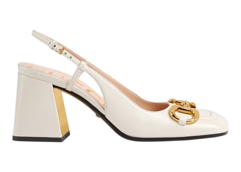 (Women) Gucci Chunky mid-heel slingback with Horsebit 'White' 643892-C9D00-9022