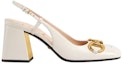 Buy (W) Gucci Chunky Tumit Sederhana Slingback dengan Horsebit 'Putih' 643892-C9D00-9022