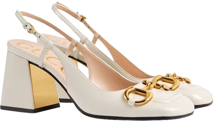 (Women) Gucci Chunky mid-heel slingback with Horsebit 'White' 643892-C9D00-9022 Order (Women) Gucci Chunky mid-heel slingback with Horsebit 'White' 643892-C9D00-9022