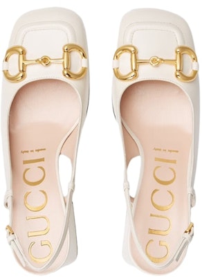 (Women) Gucci Chunky mid-heel slingback with Horsebit 'White' 643892-C9D00-9022 Lookbook (Women) Gucci Chunky mid-heel slingback with Horsebit 'White' 643892-C9D00-9022