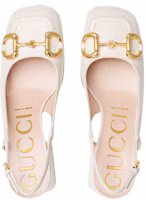 Shop GUCCI 古馳 Horsebit 馬銜扣背帶淺口高跟鞋 女款 白