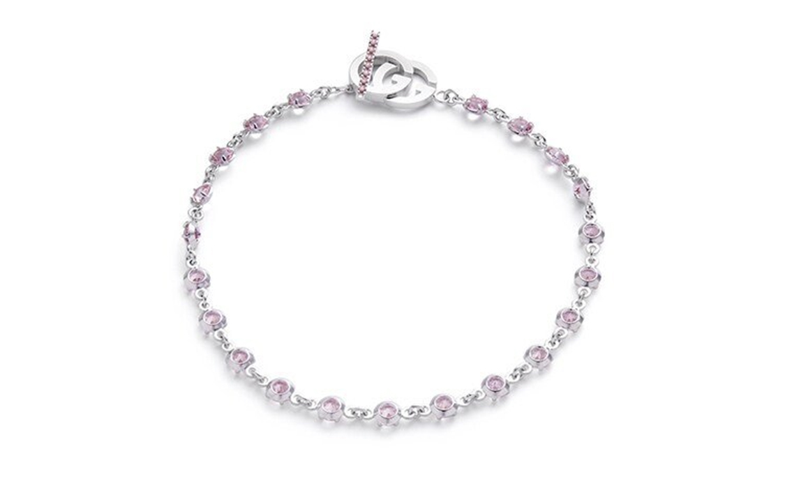 Order (W) GUCCI Pulsera Clásica Doble G Oro Blanco 18K para Mujer Rosa. 607606-J8550-9090