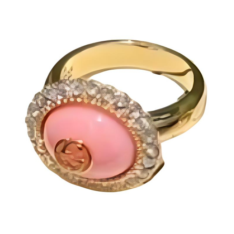(Women) GUCCI Classic Double G Pink Crystal Resin Metal Ring for Women. 753903-I9875-8522