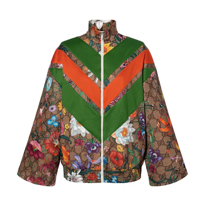 (Women) Gucci Classic GG Floral Zip Jacket - Brown 605443-XJB9B-2103