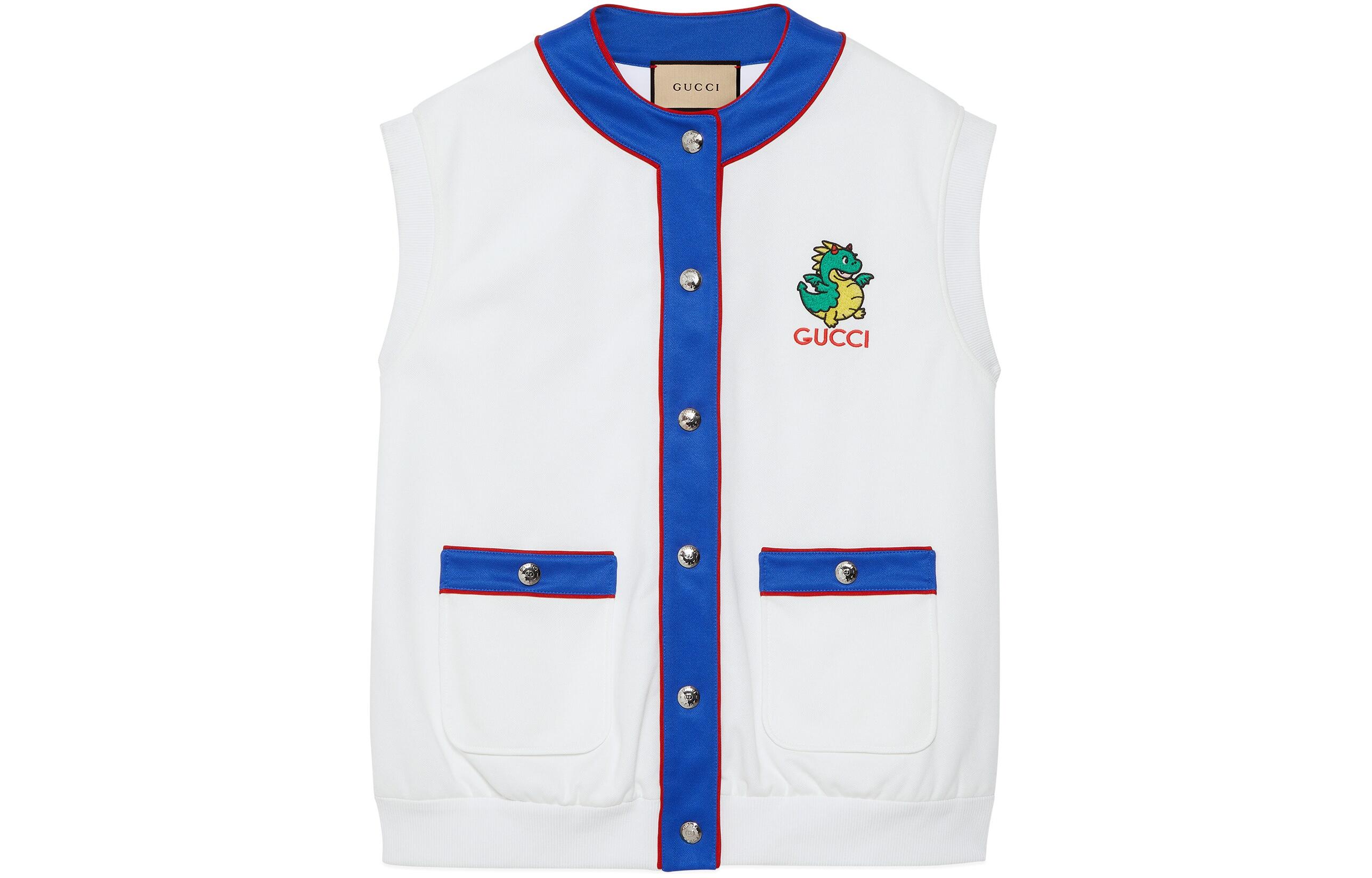 (Women) Gucci CNY SS24 Logo Print Knit Tank Vest Cream 774204-XJGD8-9799