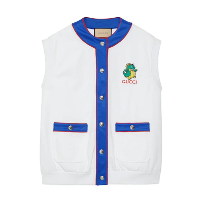 (Women) Gucci CNY SS24 Logo Print Knit Tank Vest Cream 774204-XJGD8-9799