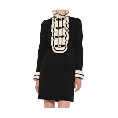 (Women) GUCCI Colorblock Pleated Collar Long Sleeve Dress Women 479507-X9B36-1050