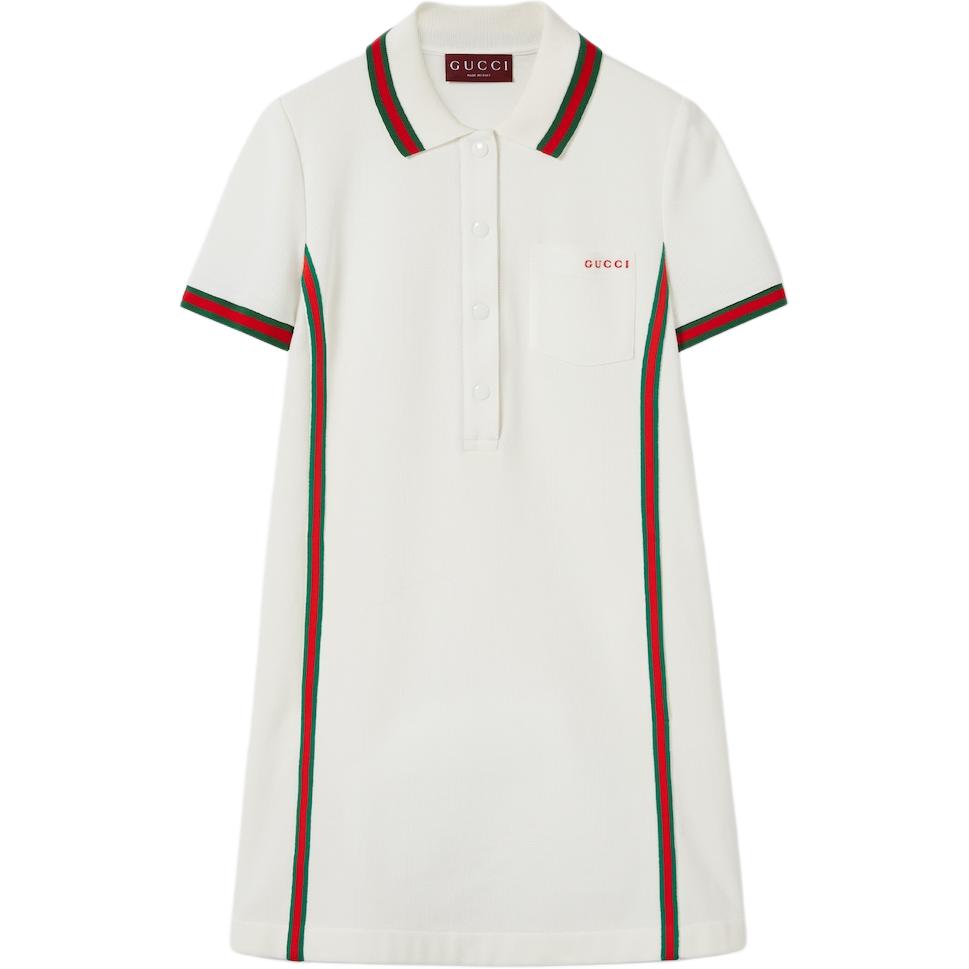 (Women) Gucci Colorblock Short Sleeve Polo Dress White 785486-XJGK4-9133