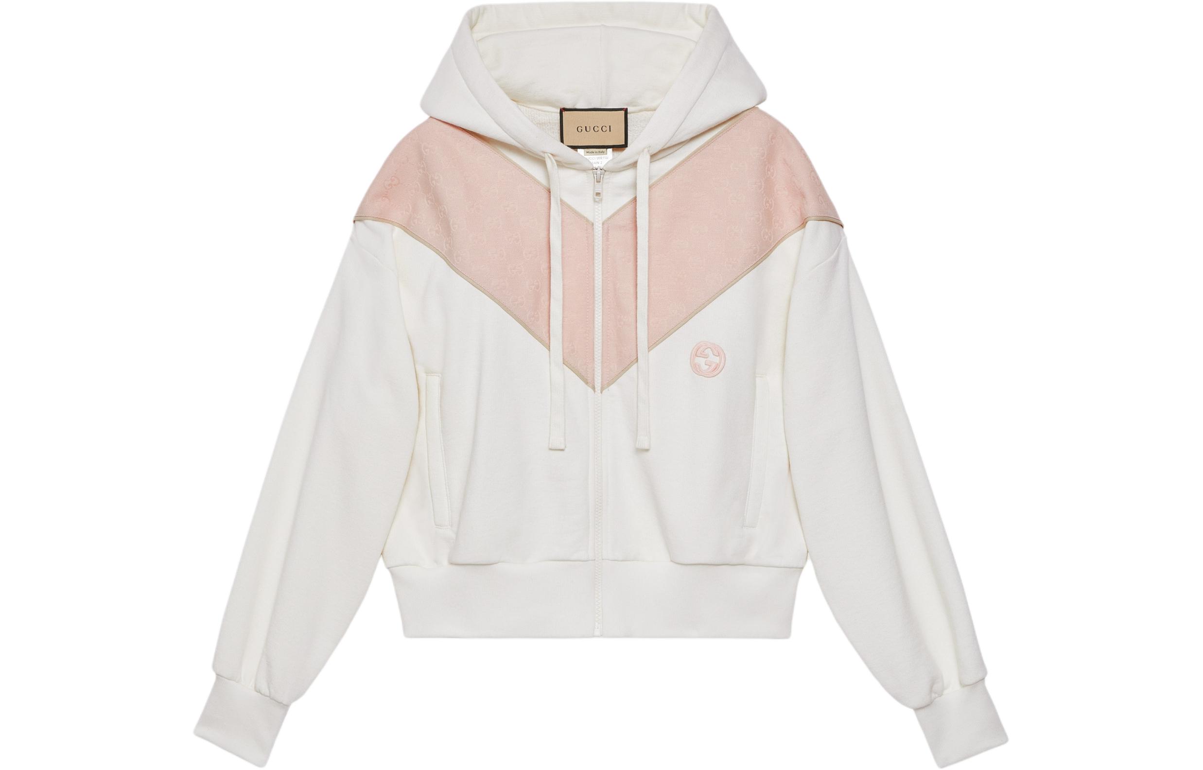 (Women) Gucci Colorblock Zipper Hoodie Light White SS24 773744-XJF8U-9286
