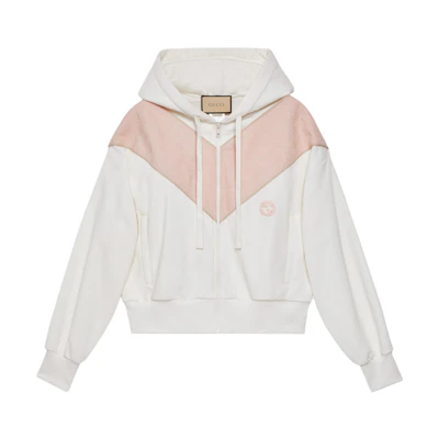 (Women) Gucci Colorblock Zipper Hoodie Light White SS24 773744-XJF8U-9286