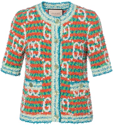 (W) GUCCI綠色女士對比字母Logo針織短袖上衣 691588-XKCAL-6208 Order (W) GUCCI綠色女士對比字母Logo針織短袖上衣 691588-XKCAL-6208