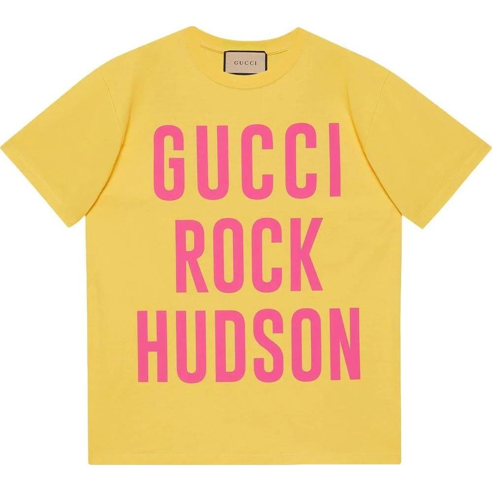 Buy (W) Gucci Baju-T Logo Kontras Lengan Pendek SS22 Kuning 615044-XJEHN-7269