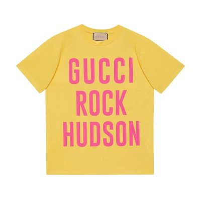 (Women) Gucci Contrast Logo Print Short-Sleeve Tee SS22 Yellow 615044-XJEHN-7269
