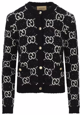 (W) GUCCI Cosmogonie SS23 黑色标志提花针织开衫. 731718-XKC1L-1289 Buy (W) GUCCI Cosmogonie SS23 黑色标志提花针织开衫. 731718-XKC1L-1289