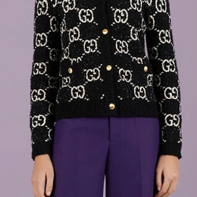 (W) GUCCI Cosmogonie SS23 黑色标志提花针织开衫. 731718-XKC1L-1289 Sizing (W) GUCCI Cosmogonie SS23 黑色标志提花针织开衫. 731718-XKC1L-1289